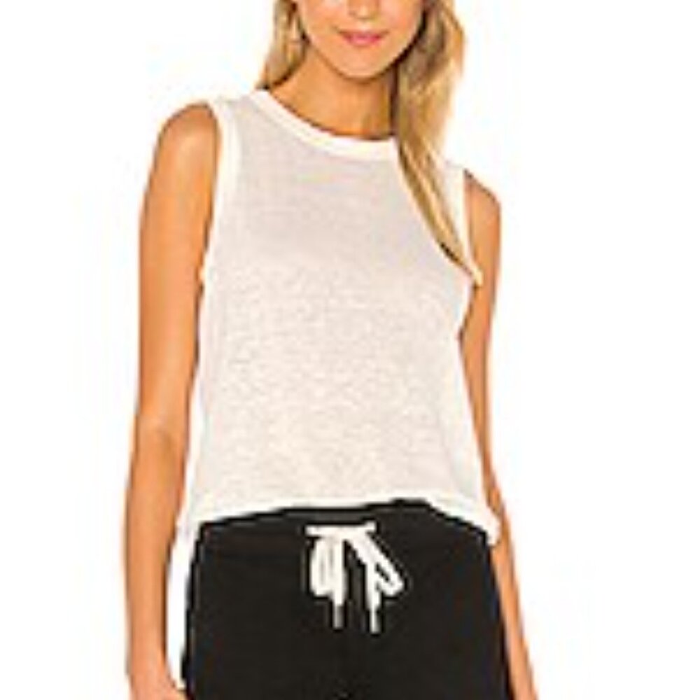 Enza Costa Linen Jersey Shell Tee Off-White XS
